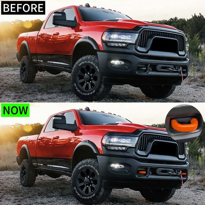 Yinnianets Custom Tow Hook Covers Fits for 2019-2025 RAM 2500/3500,Tow Hitch Cover Car Tow Hooks Compatible with Dodge RAM 2500 and RAM 3500 Accessories 2019-2025 (Orange) - Image 3